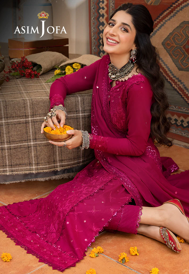 AJSWP-08 STITCHED EMBROIDERED LAWN SILK 3 PCS - Image 7
