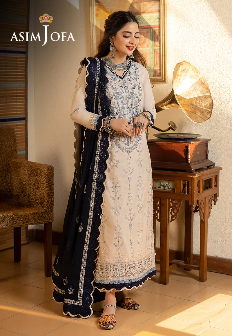 AJSWP-17 EMBROIDERED LAWN SILK STITCHED 3 PCS - Image 2