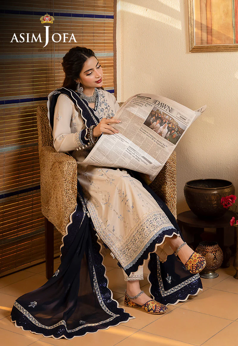 AJSWP-17 EMBROIDERED LAWN SILK STITCHED 3 PCS - Image 8