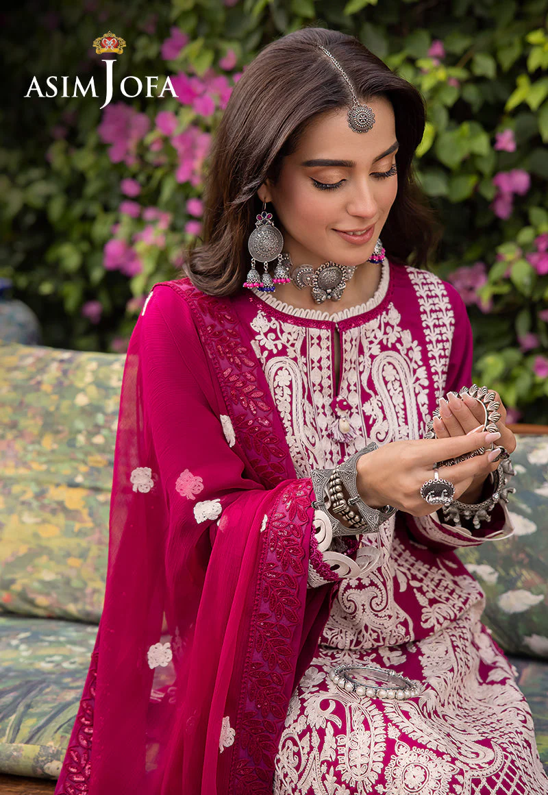 AJSWP-18 STITCHED EMBROIDERED LAWN SILK 3 PCS - Image 3