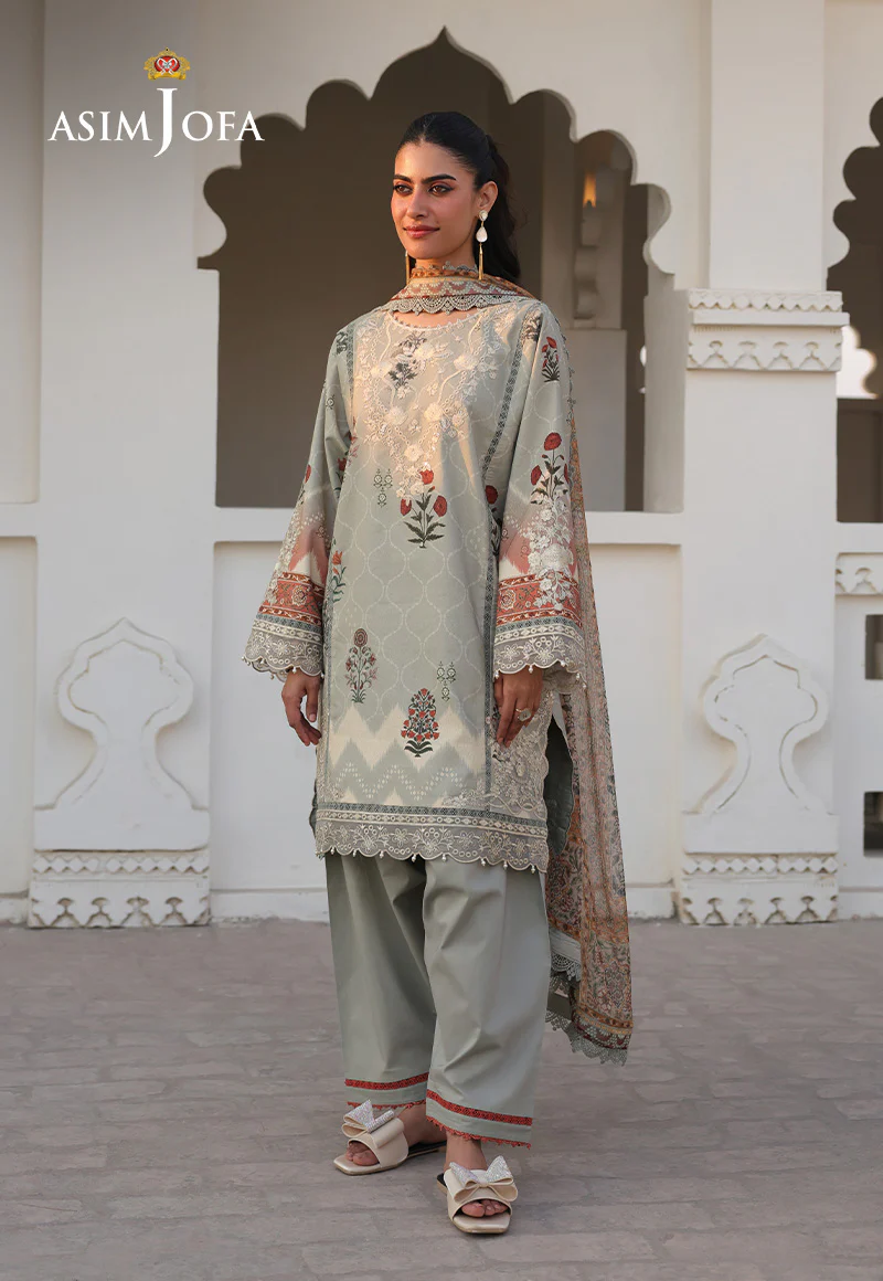 AJUBF-40 PRINTED EMBROIDERED LAWN 3 PCS - Image 3