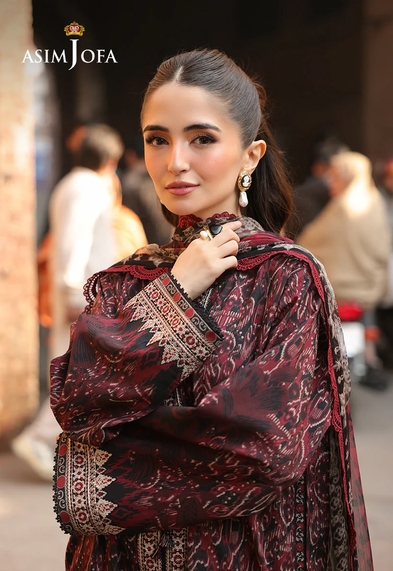 AJUBFD-50 PRINTED EMBROIDERED LAWN Stitched 3 PCS - Image 4
