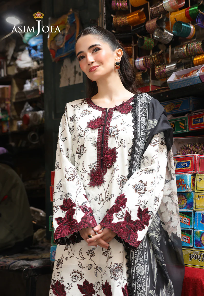 AJUBF-52 PRINTED EMBROIDERED LAWN 3 PCS - Image 6