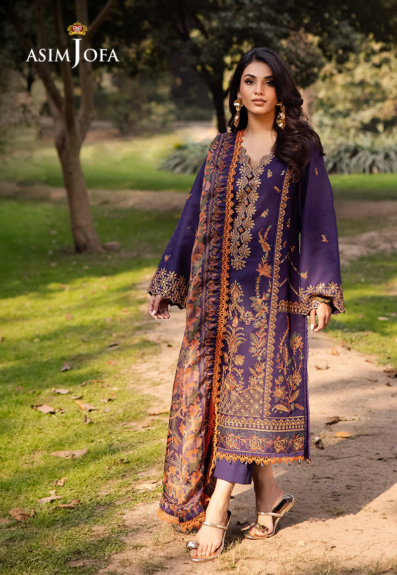 AJUBJ-15 PRINTED EMBROIDERED LAWN 3 PC - Image 3