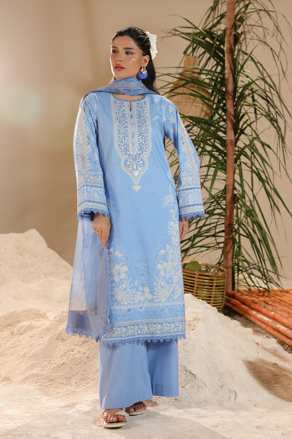 AJUBU-19 Printed Embroidered Lawn 2 Pcs - Image 9