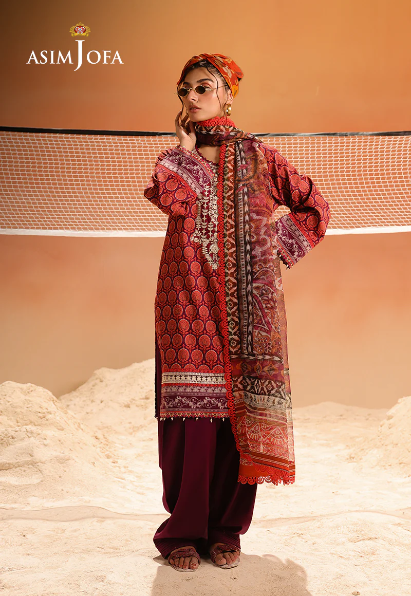AJUBU-26 Printed Embroidered Lawn 3 Pcs - Image 9
