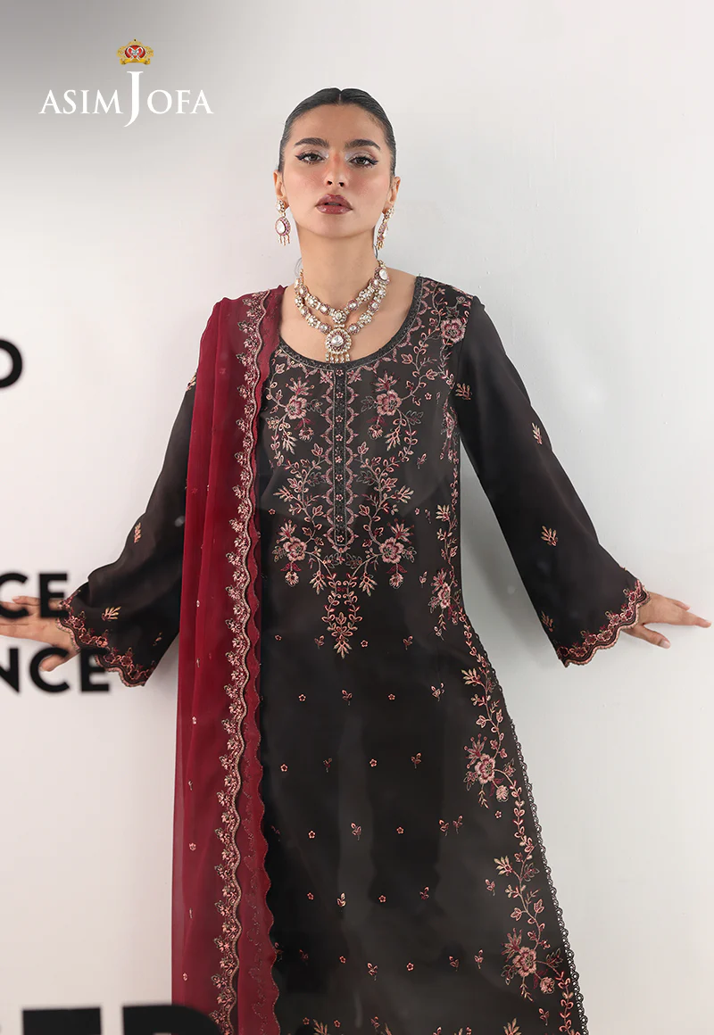 AJUEV-01 EMBROIDERED SILK UNSTITCHED 3 PCS - Image 3