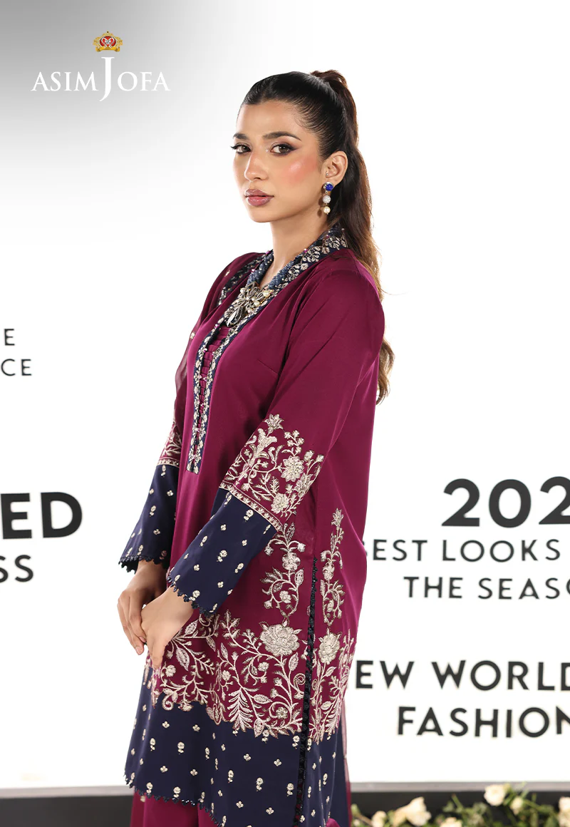 AJUEV-02 EMBROIDERED SILK UNSTITCHED 3 PCS - Image 6