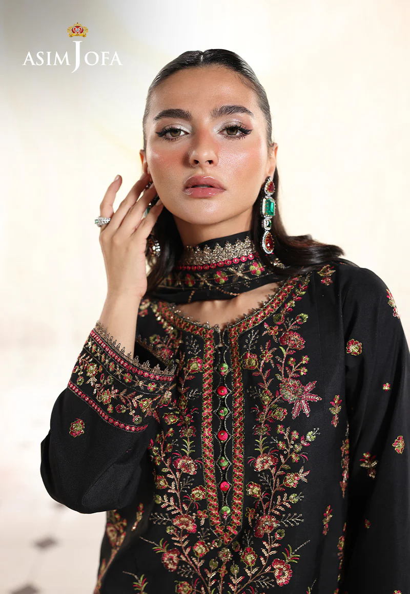 AJUEV-14 EMBROIDERED SILK UNSTITCHED 3 PCS - Image 3