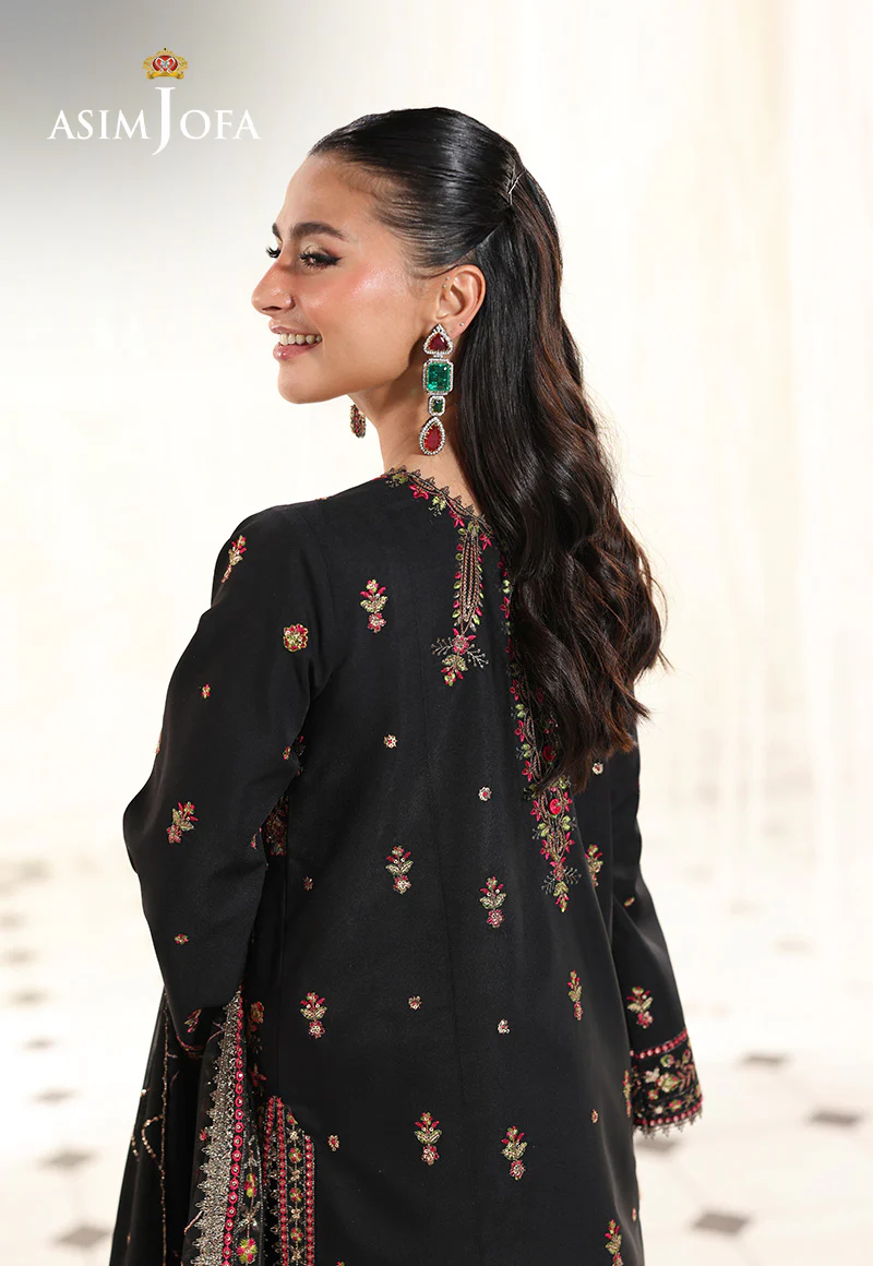 AJUEV-14 EMBROIDERED SILK UNSTITCHED 3 PCS - Image 5