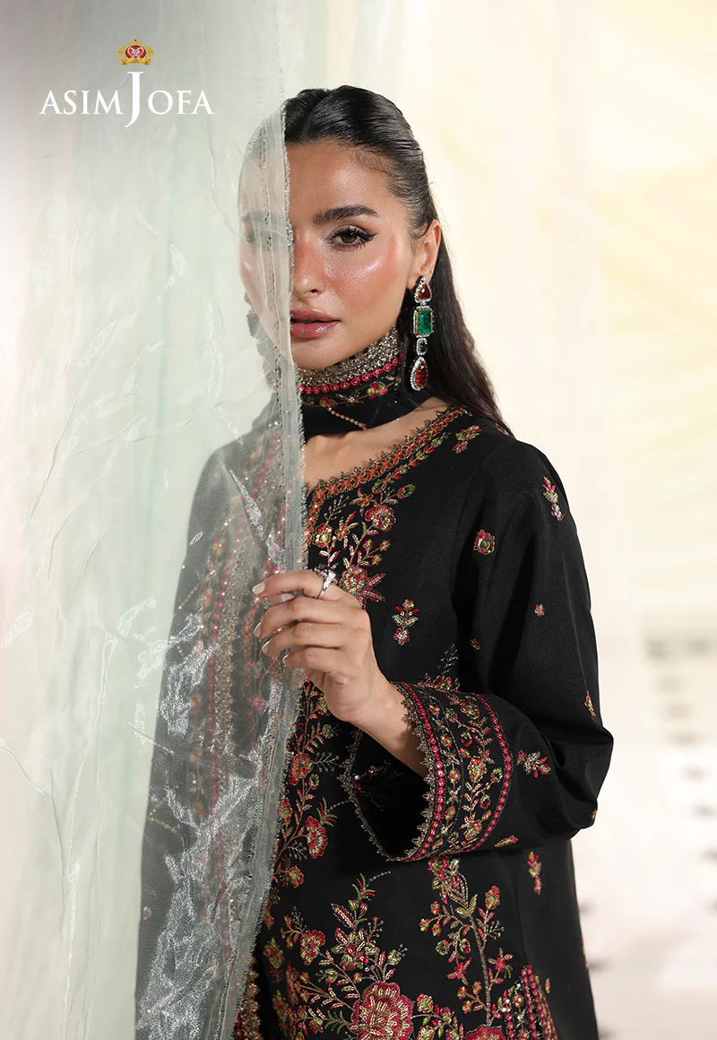 AJUEV-14 EMBROIDERED SILK UNSTITCHED 3 PCS - Image 6