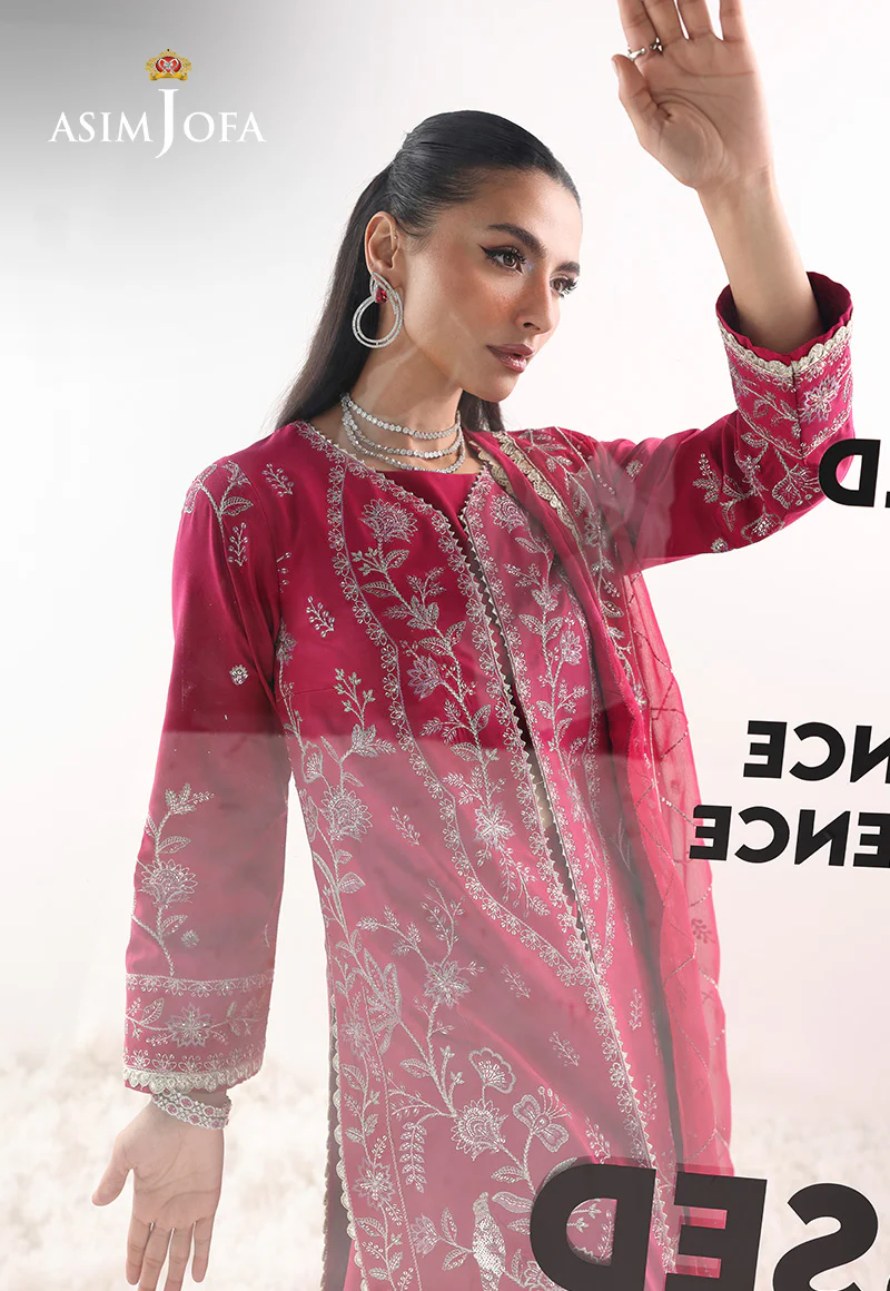 AJUEV-15 EMBROIDERED SILK UNSTITCHED 3 PCS - Image 5