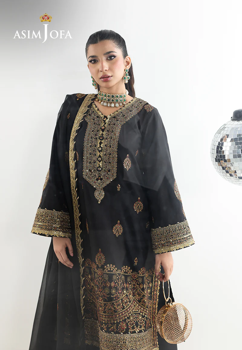 AJUEV-18 EMBROIDERED SILK UNSTITCHED 3 PCS - Image 4
