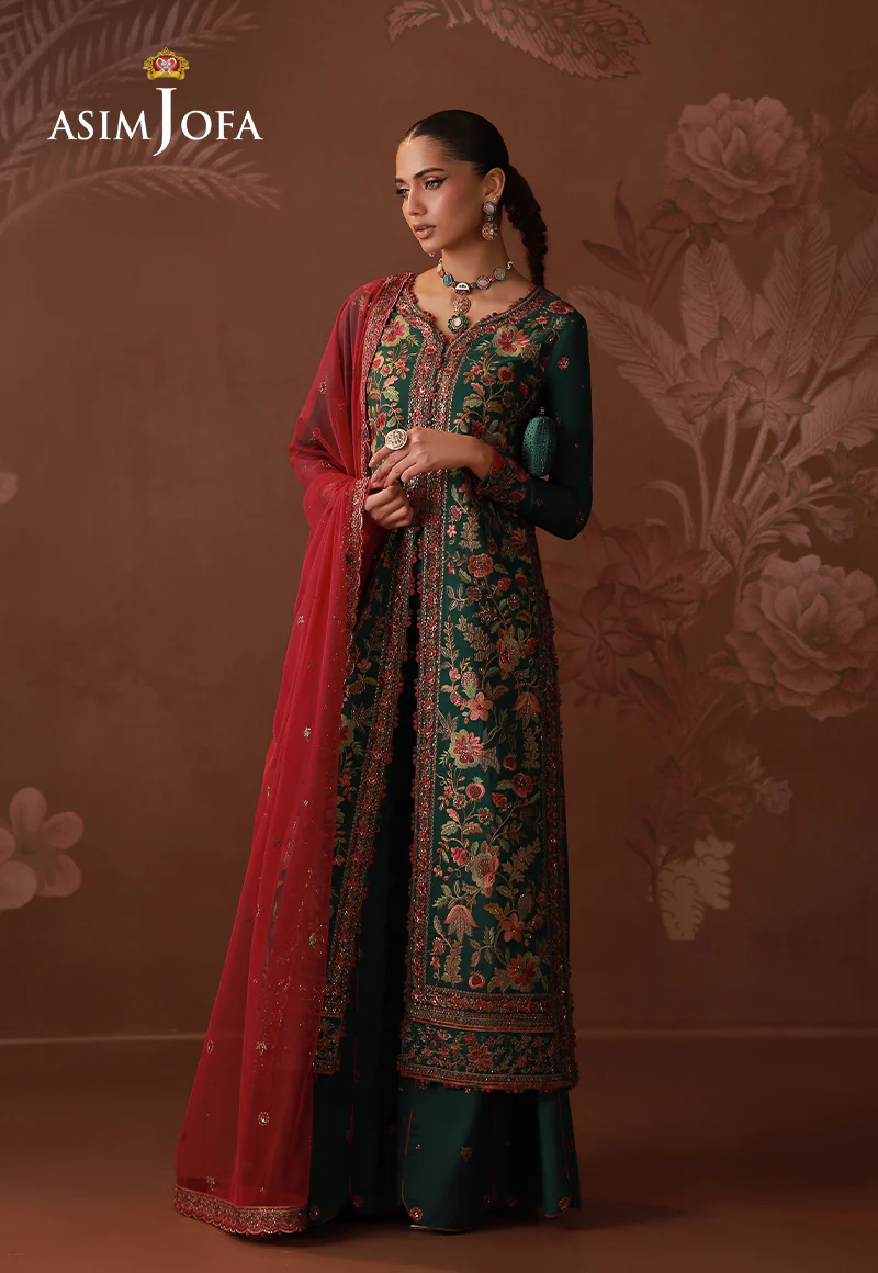 AJULD-08 Embroidered Spun Raw Silk Unstitched 3 Pcs - Image 3