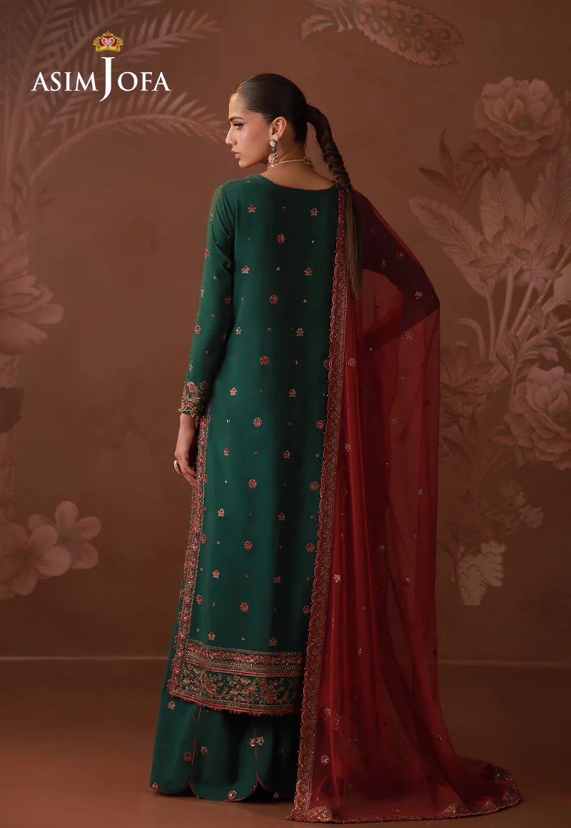 AJULD-08 Embroidered Spun Raw Silk Unstitched 3 Pcs - Image 4