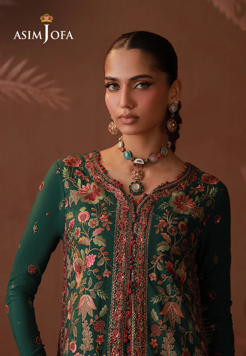 AJULD-08 Embroidered Spun Raw Silk Unstitched 3 Pcs - Image 6