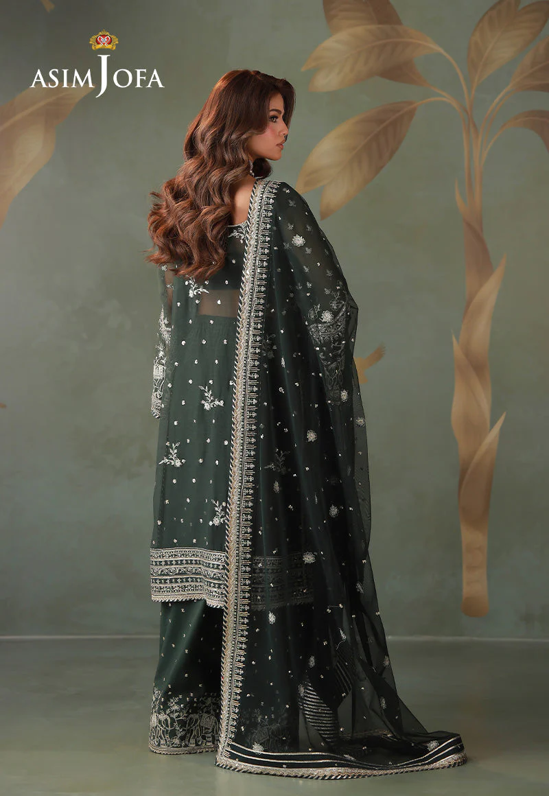 AJULDD-11 Embroidered Chiffon Stitched 3 Pcs - Image 3