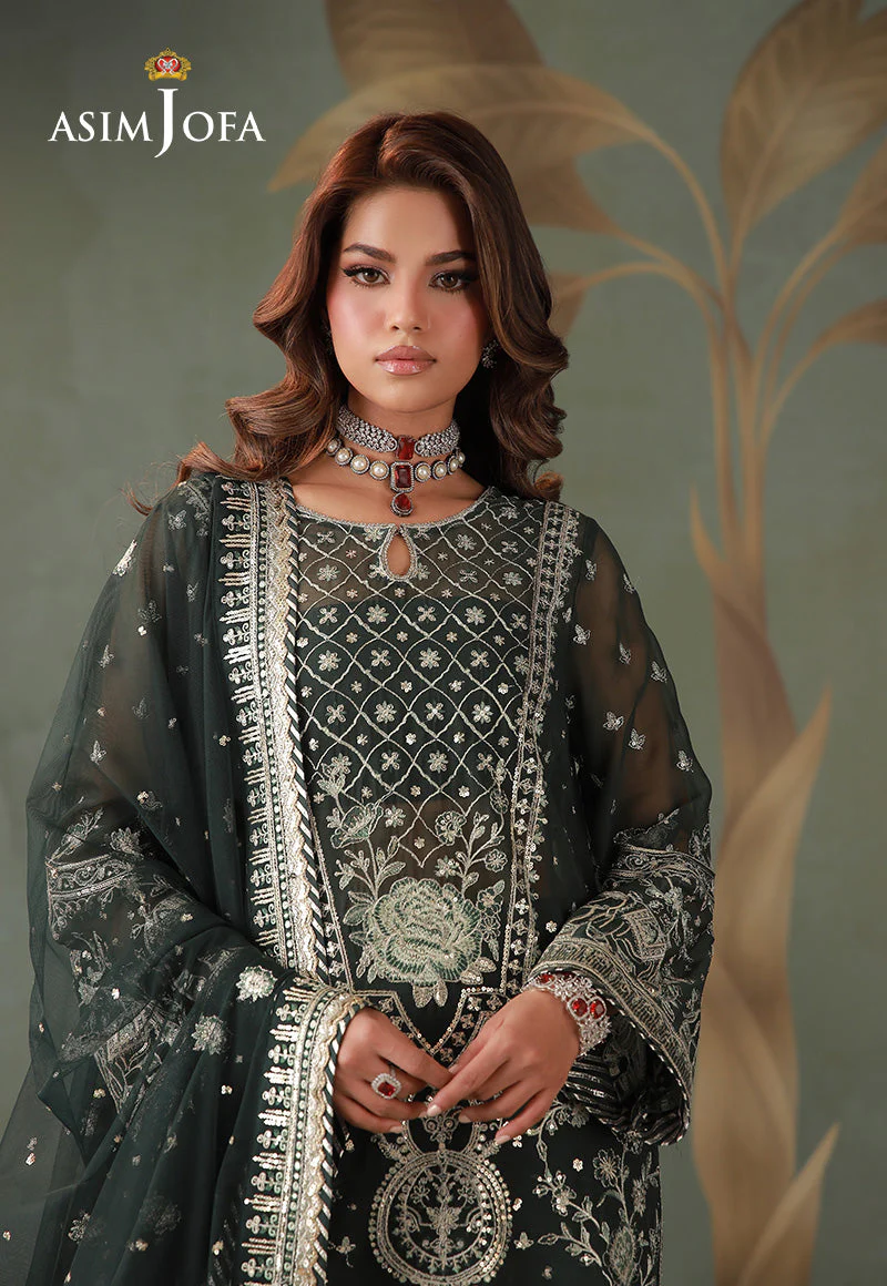 AJULDD-11 Embroidered Chiffon Stitched 3 Pcs - Image 4