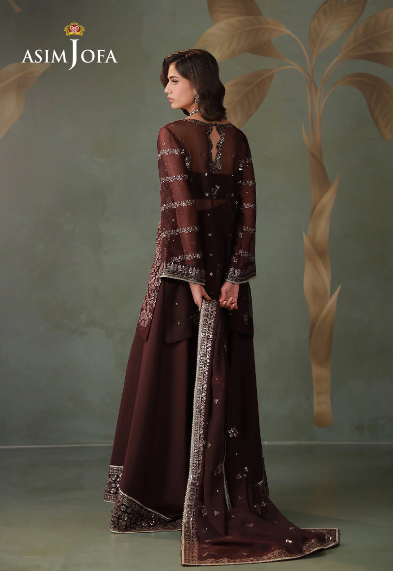 AJULDD-12 Embroidered Chiffon Stitched 3 Pcs - Image 3