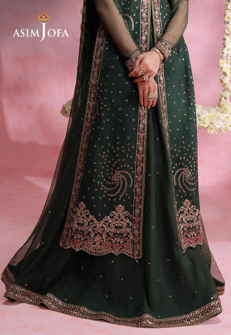AJULFI-02 Embroidered Net Unstitched 3 Pcs - Image 4