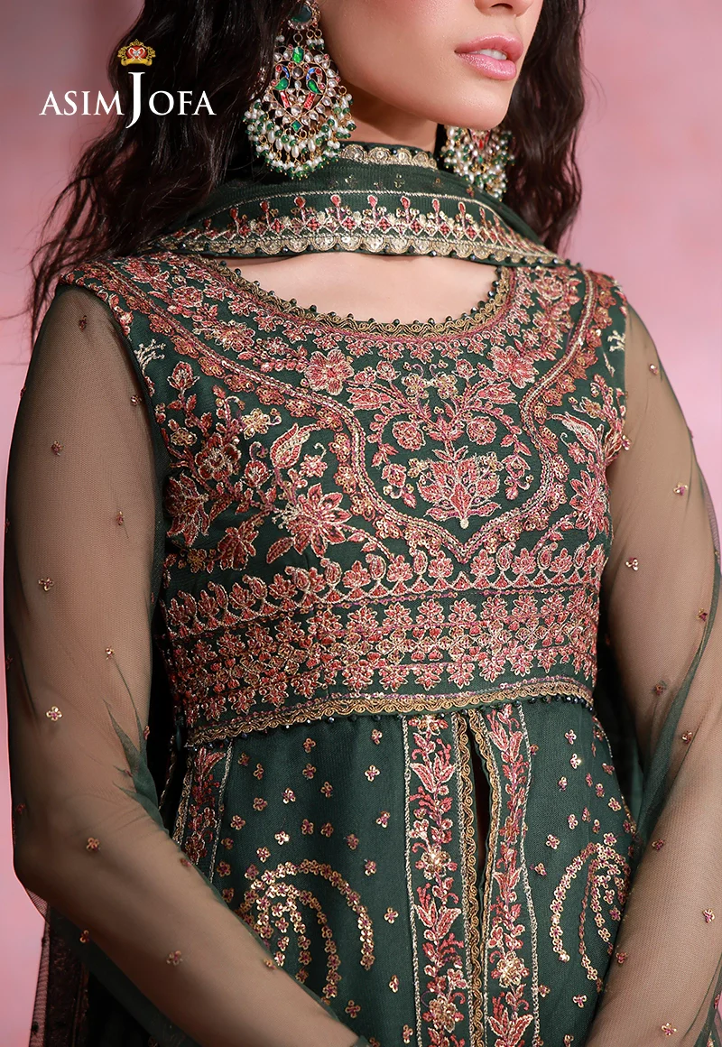 AJULFI-02 Embroidered Net Unstitched 3 Pcs - Image 5