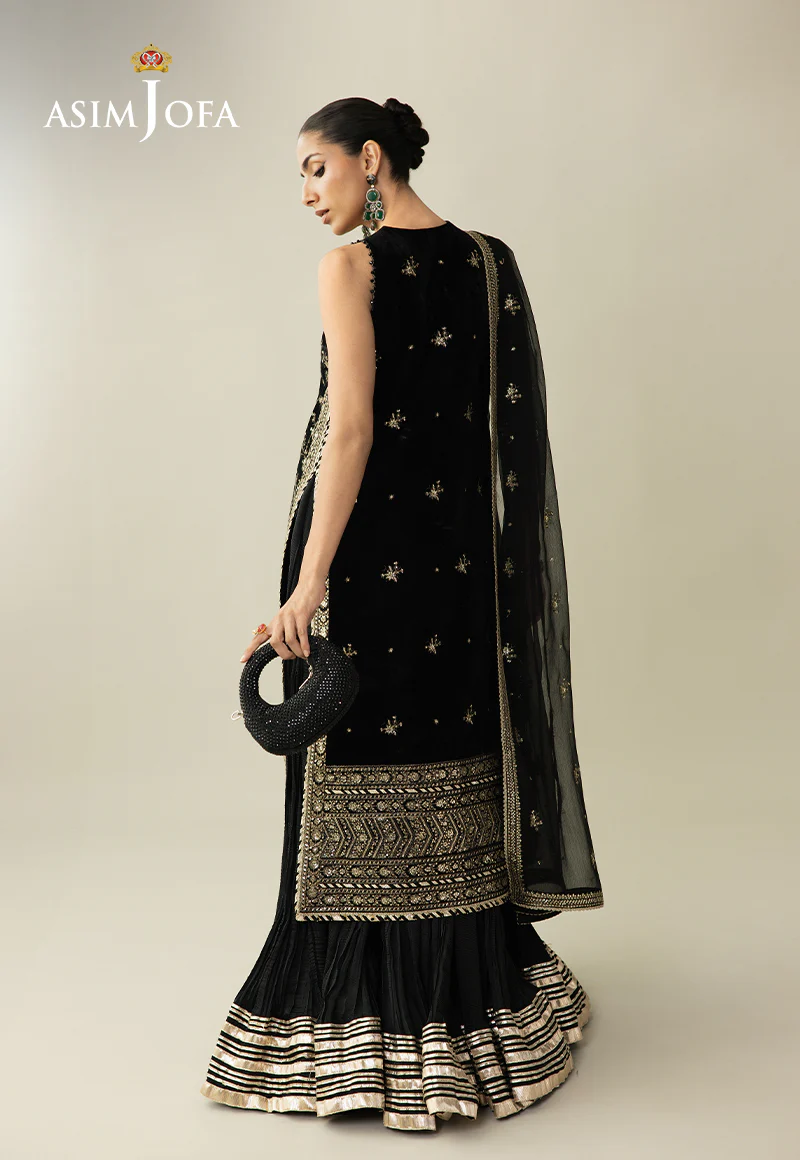 AJULM-01 Embroidered Velvet Unstitched 3 Pcs - Image 6