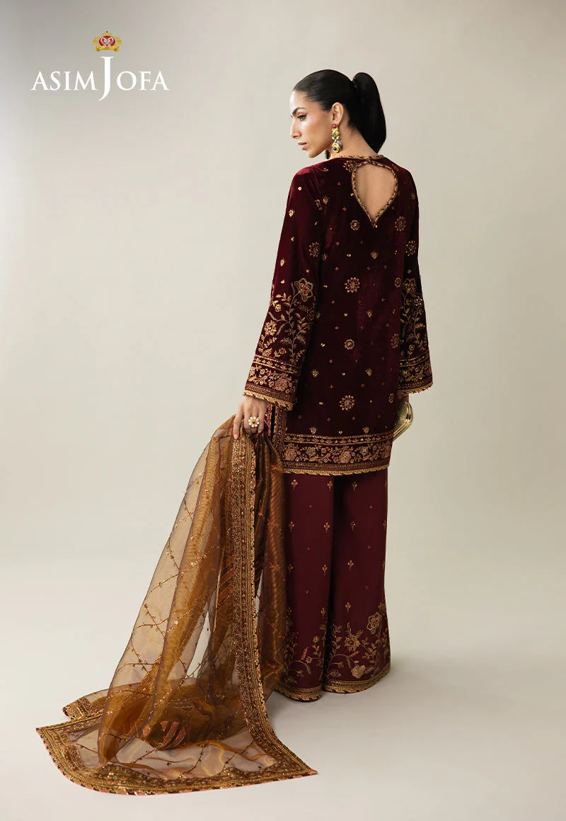 AJULMD-07 Embroidered Velvet Stitched 3 Pcs - Image 5