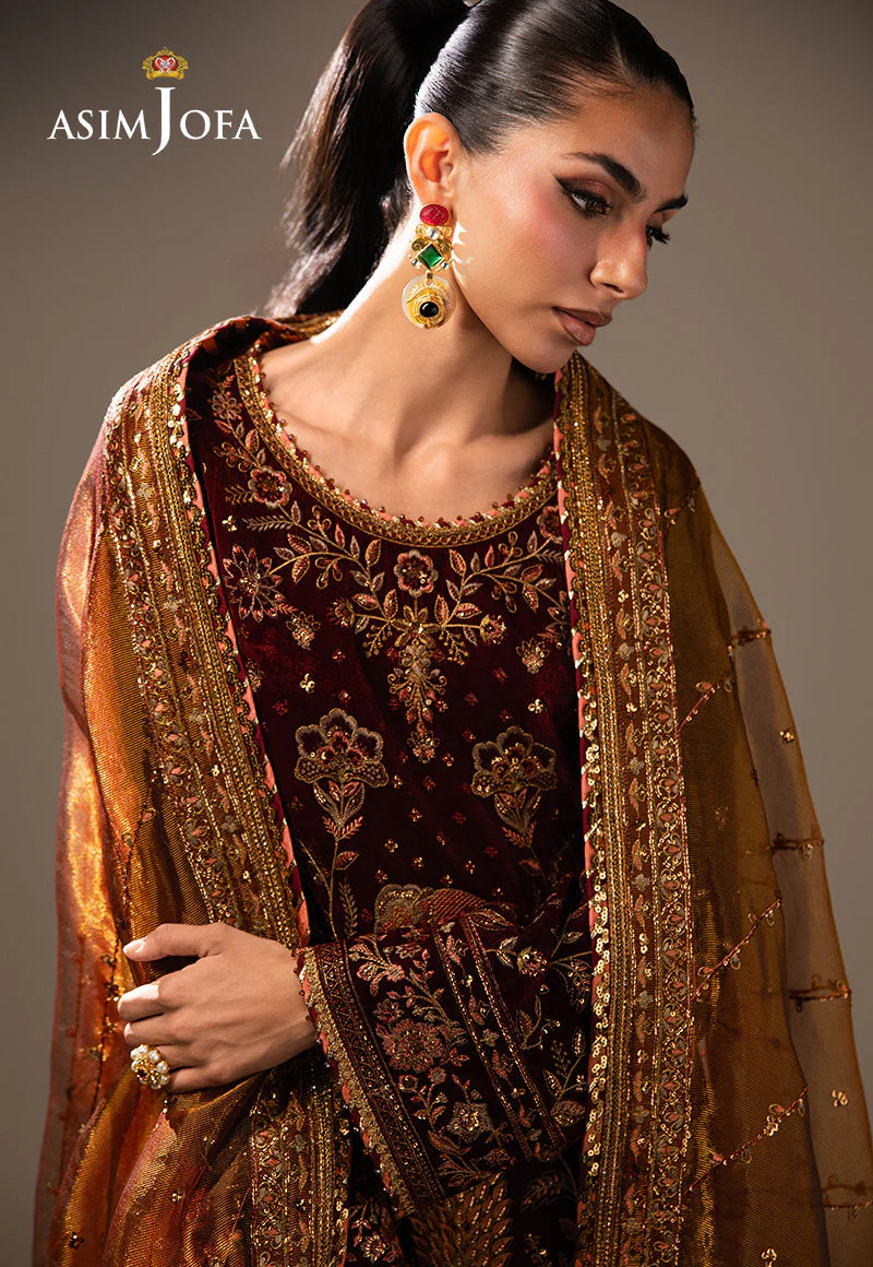 AJULMD-07 Embroidered Velvet Stitched 3 Pcs - Image 7
