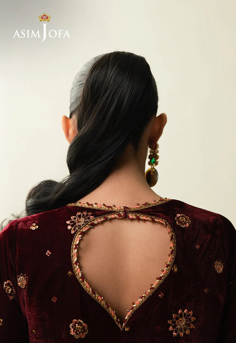 AJULMD-07 Embroidered Velvet Stitched 3 Pcs - Image 8