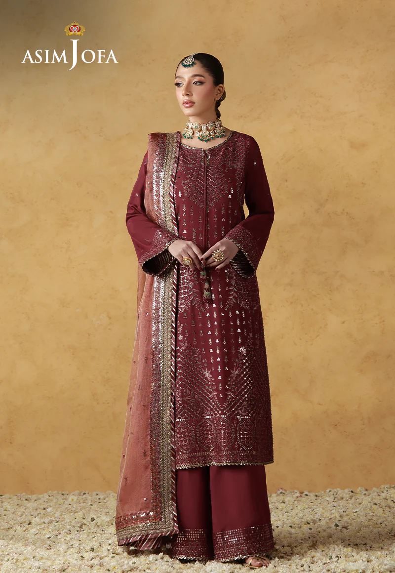 AJULN-07 Embroidered Cotton Silk Unstitched 3 Pcs - Image 2