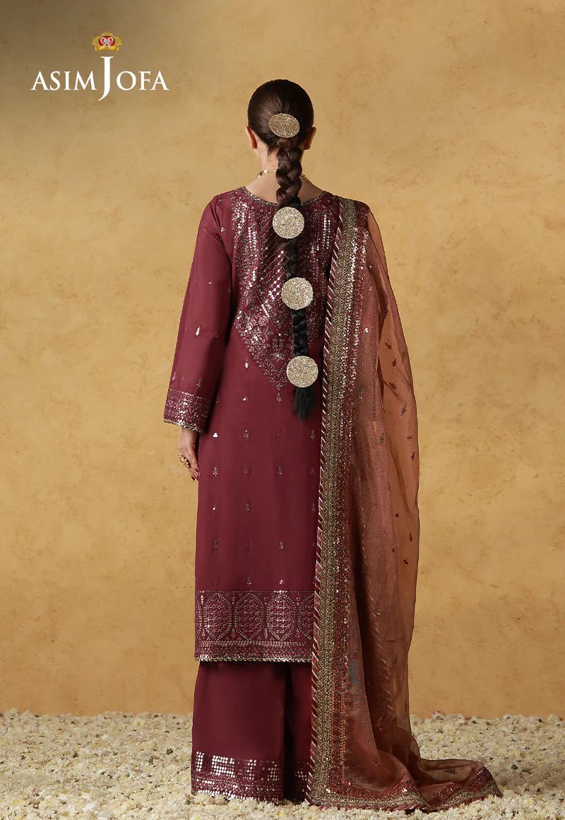 AJULN-07 Embroidered Cotton Silk Unstitched 3 Pcs - Image 3