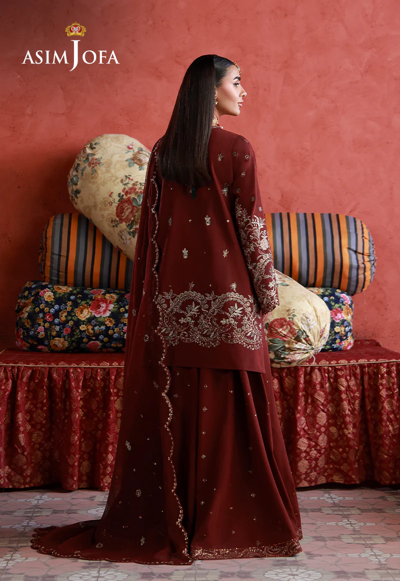 AJULND-11 Embroidered Two Toned Cotton Silk Stitched 3 Pcs - Image 4