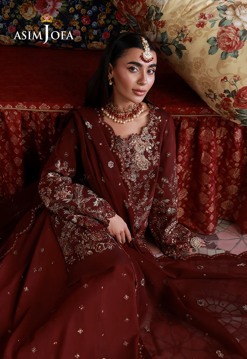 AJULND-11 Embroidered Two Toned Cotton Silk Stitched 3 Pcs - Image 6