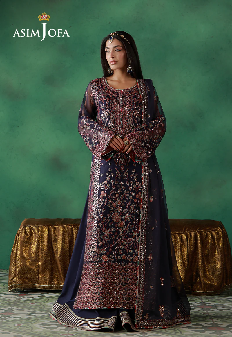 AJULND-13 Embroidered Javeria Net Stitched 3 Pcs