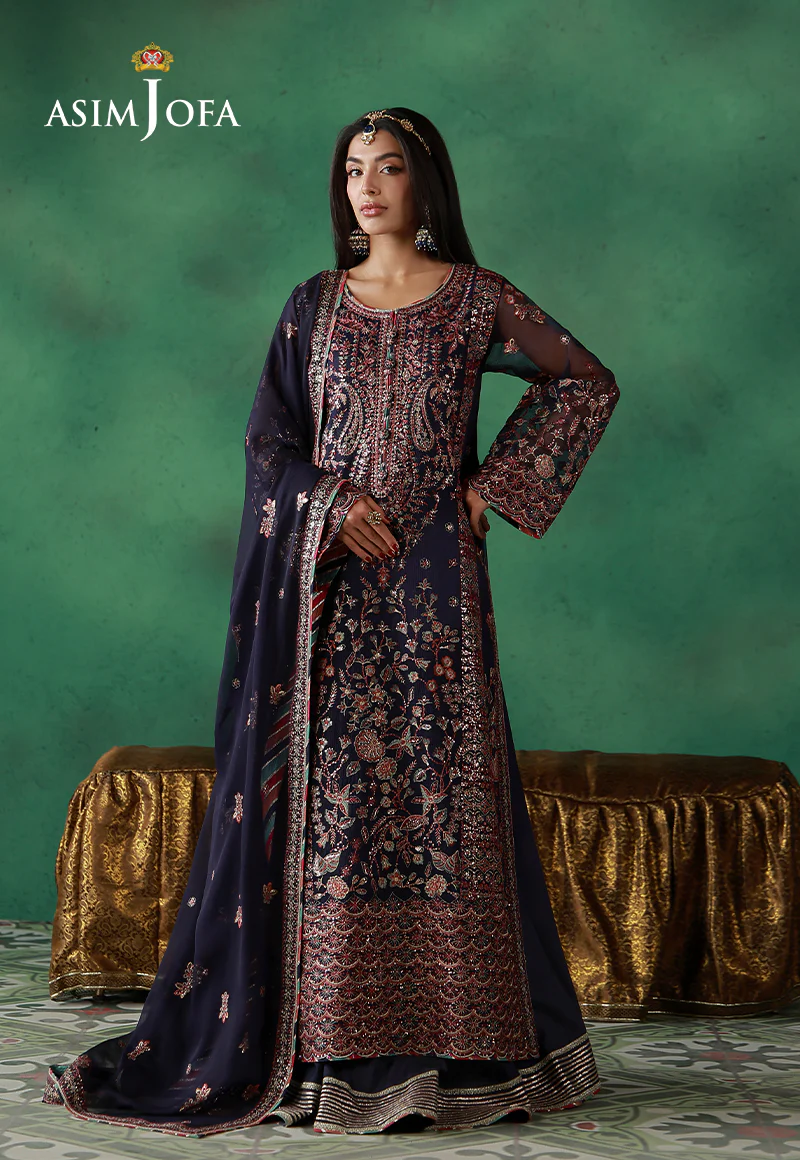 AJULND-13 Embroidered Javeria Net Stitched 3 Pcs - Image 3