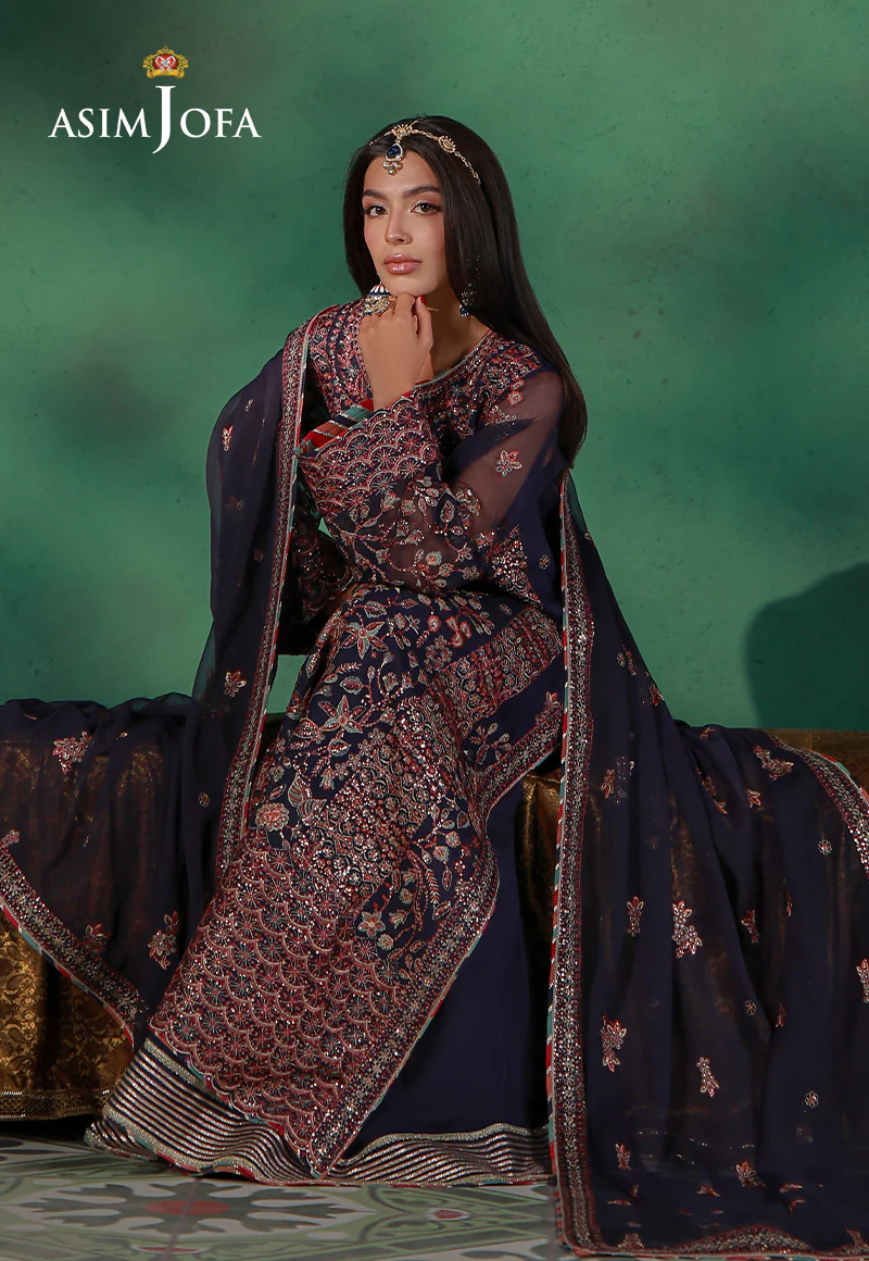 AJULND-13 Embroidered Javeria Net Stitched 3 Pcs - Image 5