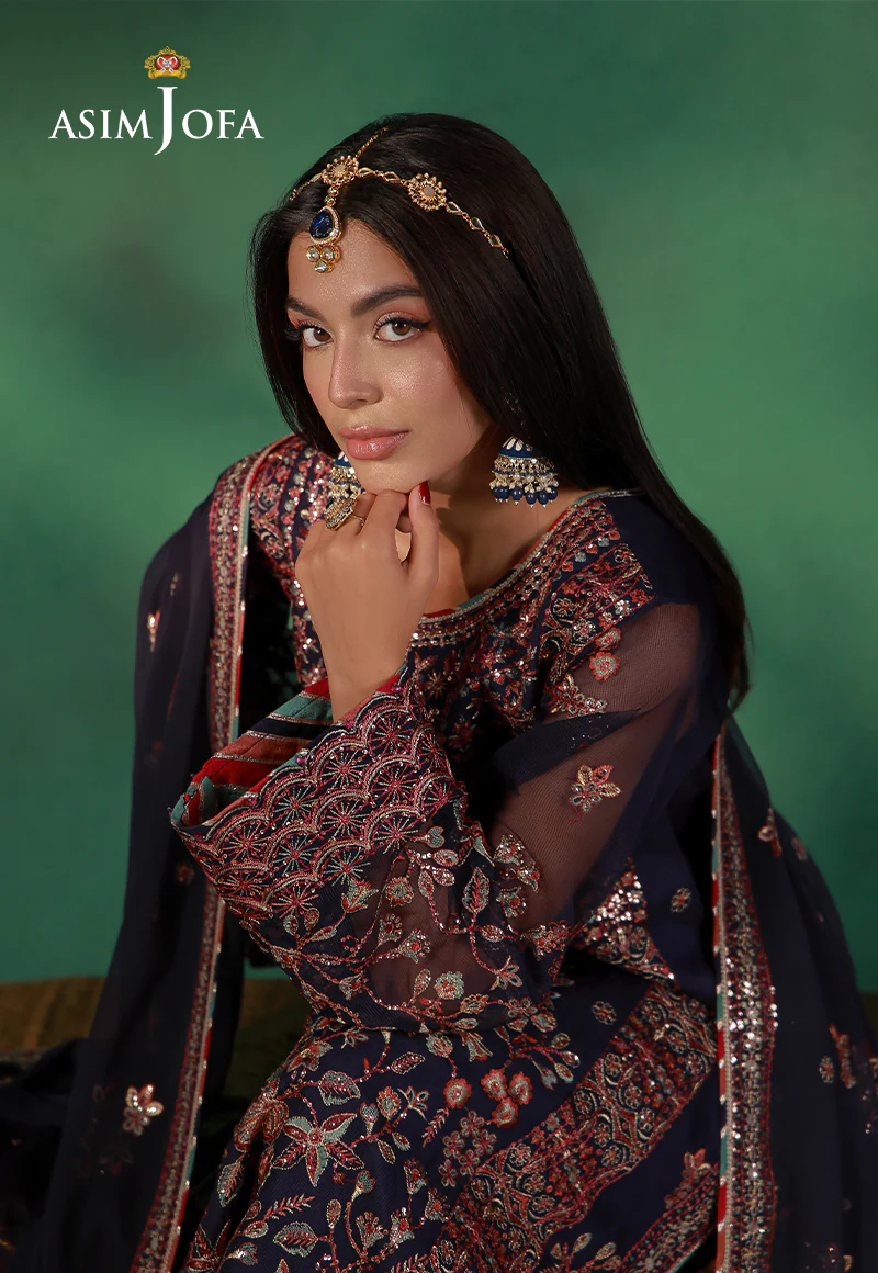 AJULND-13 Embroidered Javeria Net Stitched 3 Pcs - Image 6