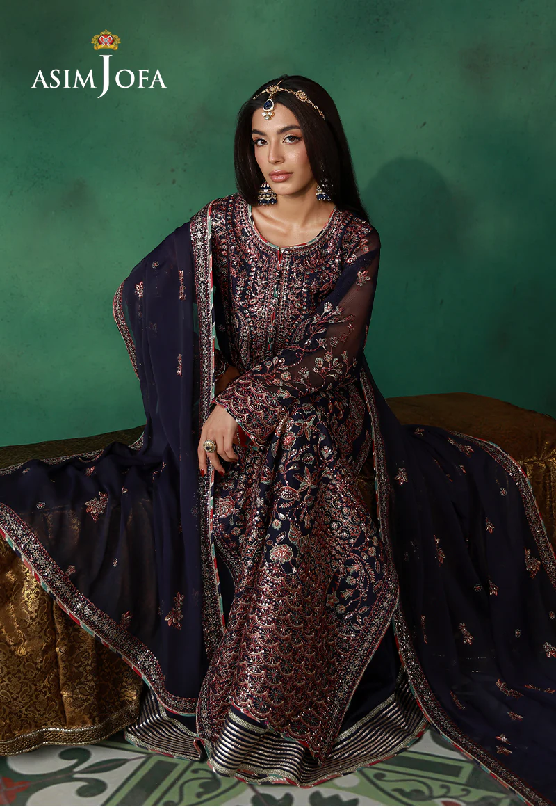 AJULND-13 Embroidered Javeria Net Stitched 3 Pcs - Image 7