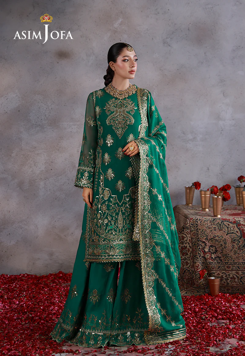 AJULND-16 Embroidered Chiffon Stitched 3 Pcs - Image 3
