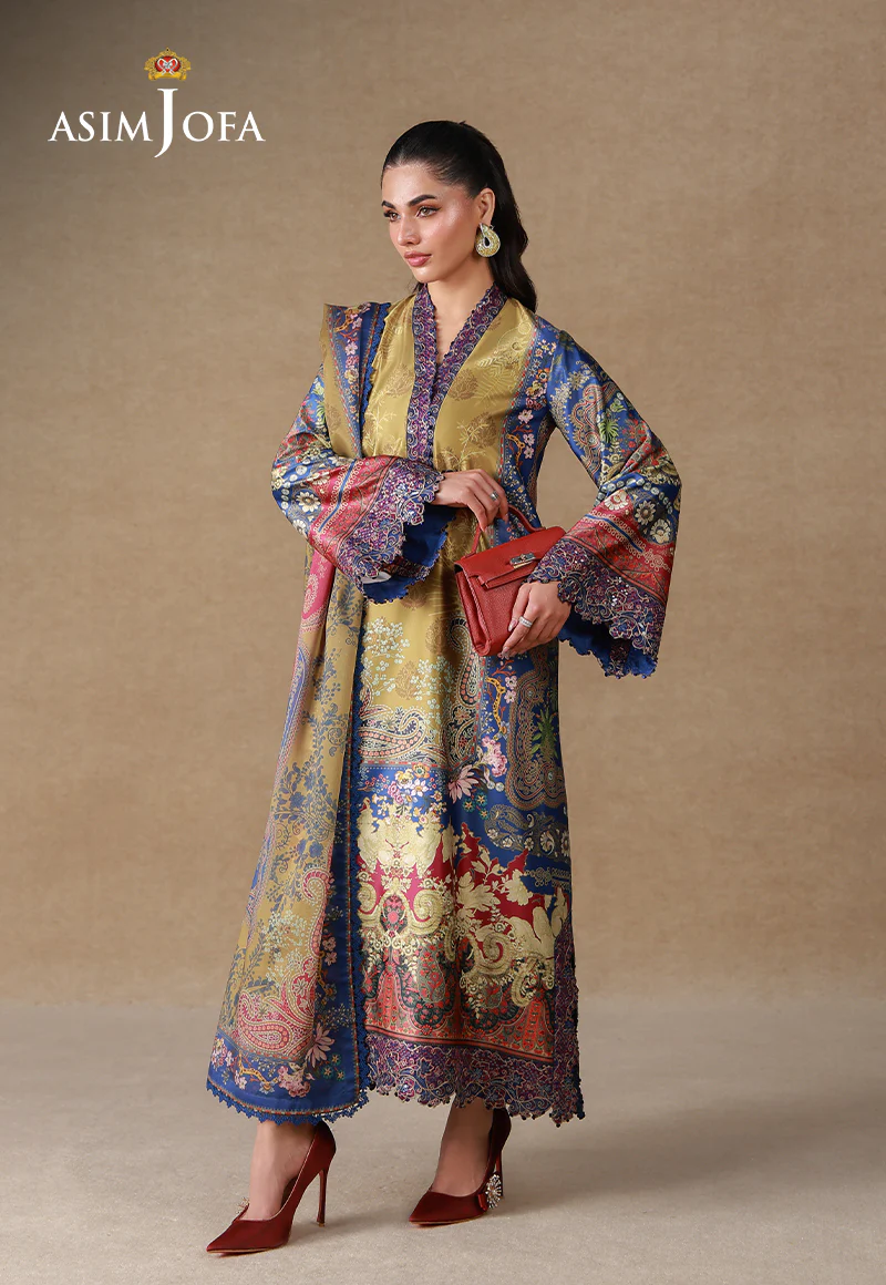 AJULSC-01 Embroidered Charmeuse Silk Unstitched 3 Pcs - Image 2