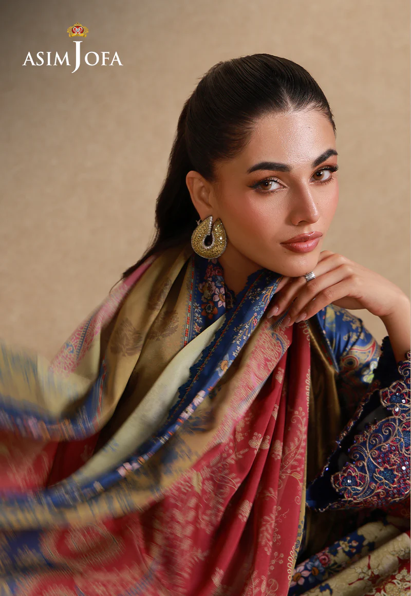 AJULSC-01 Embroidered Charmeuse Silk Unstitched 3 Pcs - Image 3