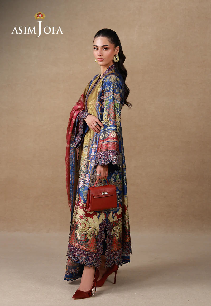 AJULSC-01 Embroidered Charmeuse Silk Unstitched 3 Pcs - Image 4
