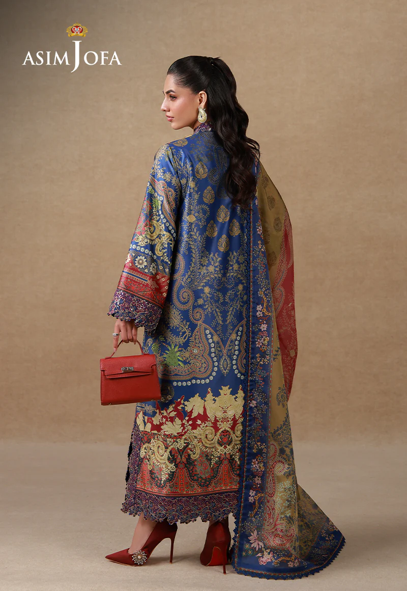AJULSC-01 Embroidered Charmeuse Silk Unstitched 3 Pcs - Image 6