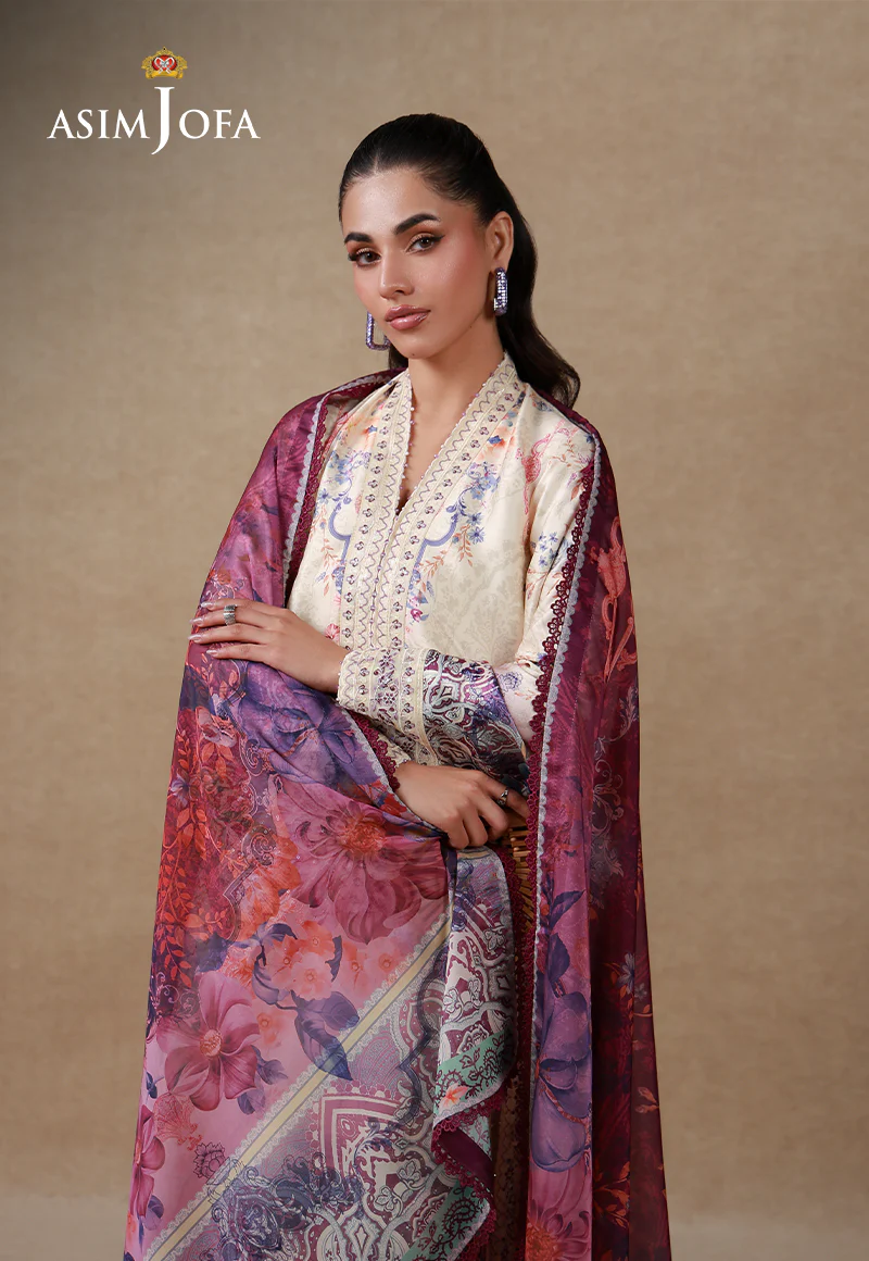 AJULSC-02 Embroidered Charmeuse Silk Unstitched 3 Pcs - Image 3