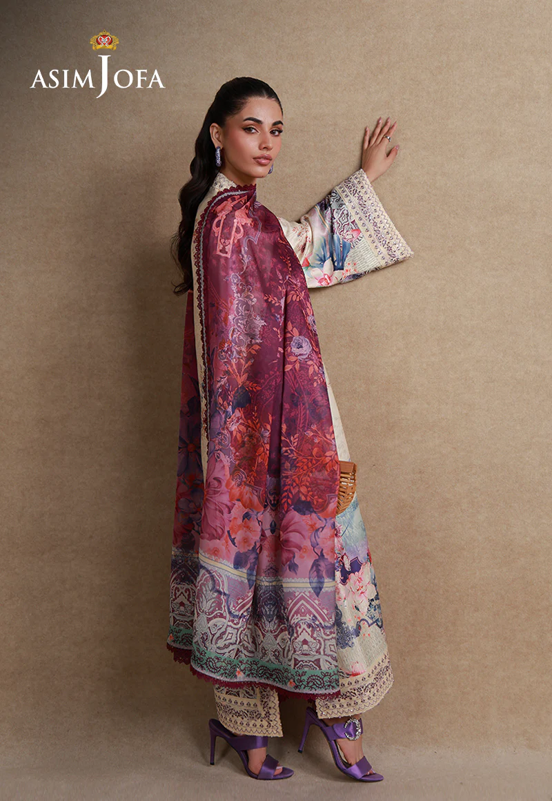 AJULSC-02 Embroidered Charmeuse Silk Unstitched 3 Pcs - Image 4