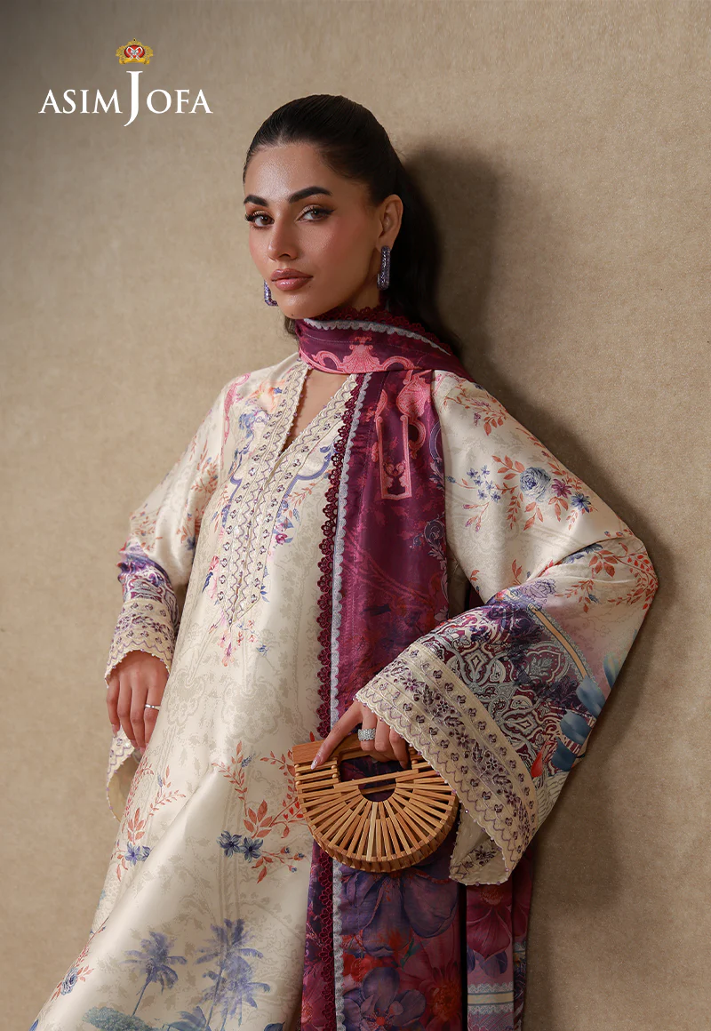 AJULSC-02 Embroidered Charmeuse Silk Unstitched 3 Pcs - Image 6