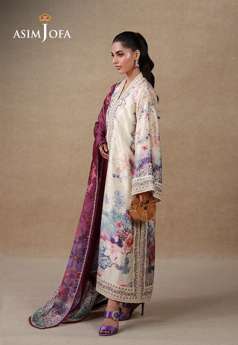 AJULSC-02 Embroidered Charmeuse Silk Unstitched 3 Pcs - Image 7