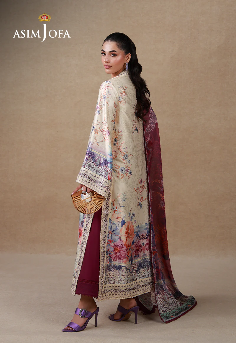 AJULSC-02 Embroidered Charmeuse Silk Unstitched 3 Pcs - Image 8