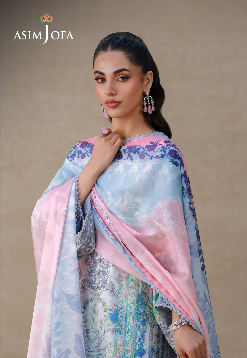 AJULSC-06 Embroidered Charmeuse Silk Unstitched 3 Pcs - Image 2