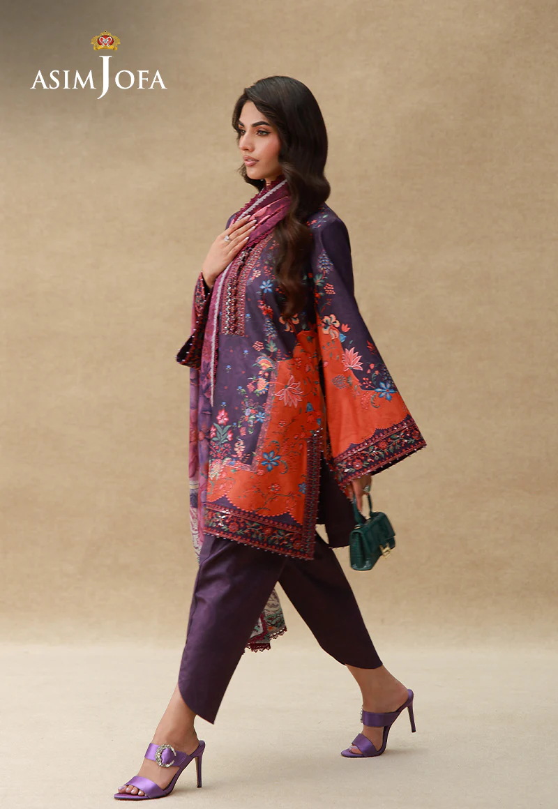 AJULSC-10 Embroidered Crepe Silk Unstitched 3 Pcs - Image 3